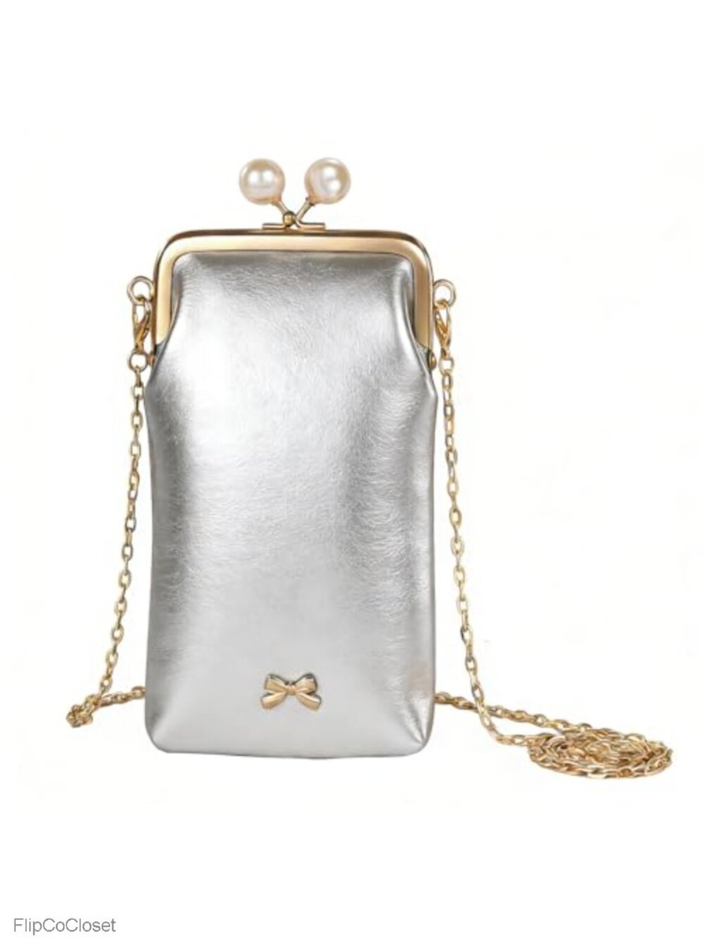 Women's Mini Leather Crossbody Bag Chain Shoulder Purse Kiss Lock Cell Phone